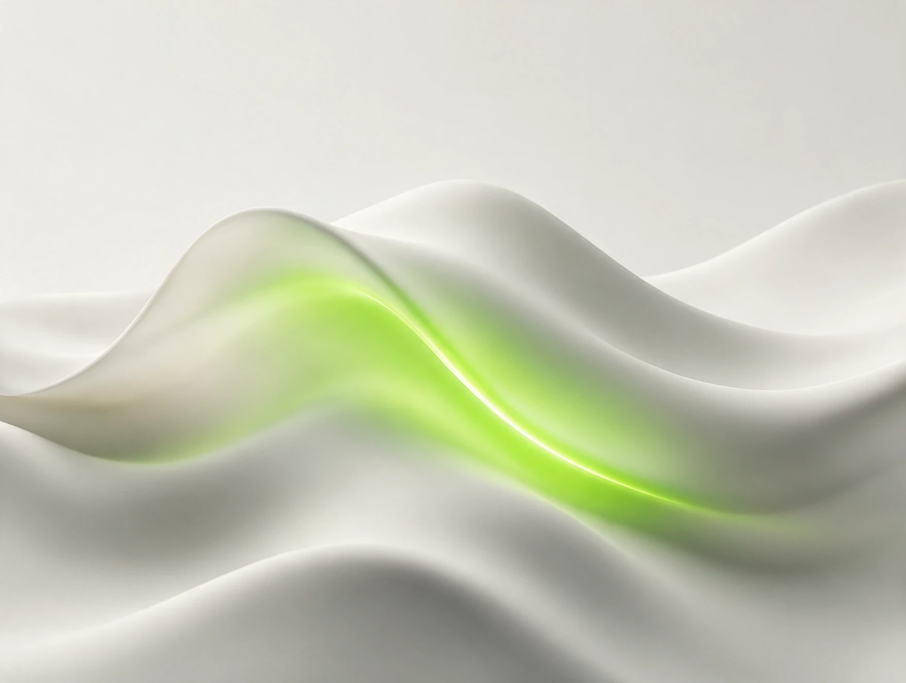 	Soft off-white flowing wave with a green light accent