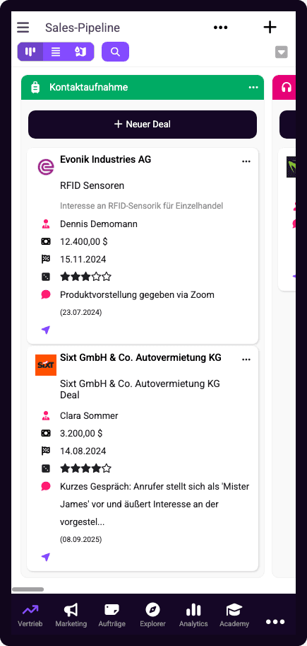 Vertriebstrichter für mobile Geräte