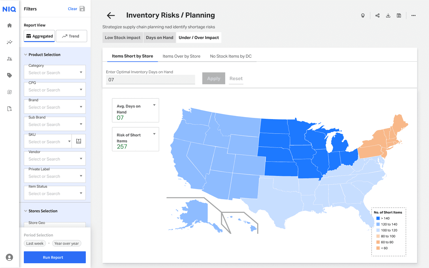 Inventory risk geographic impact report concept