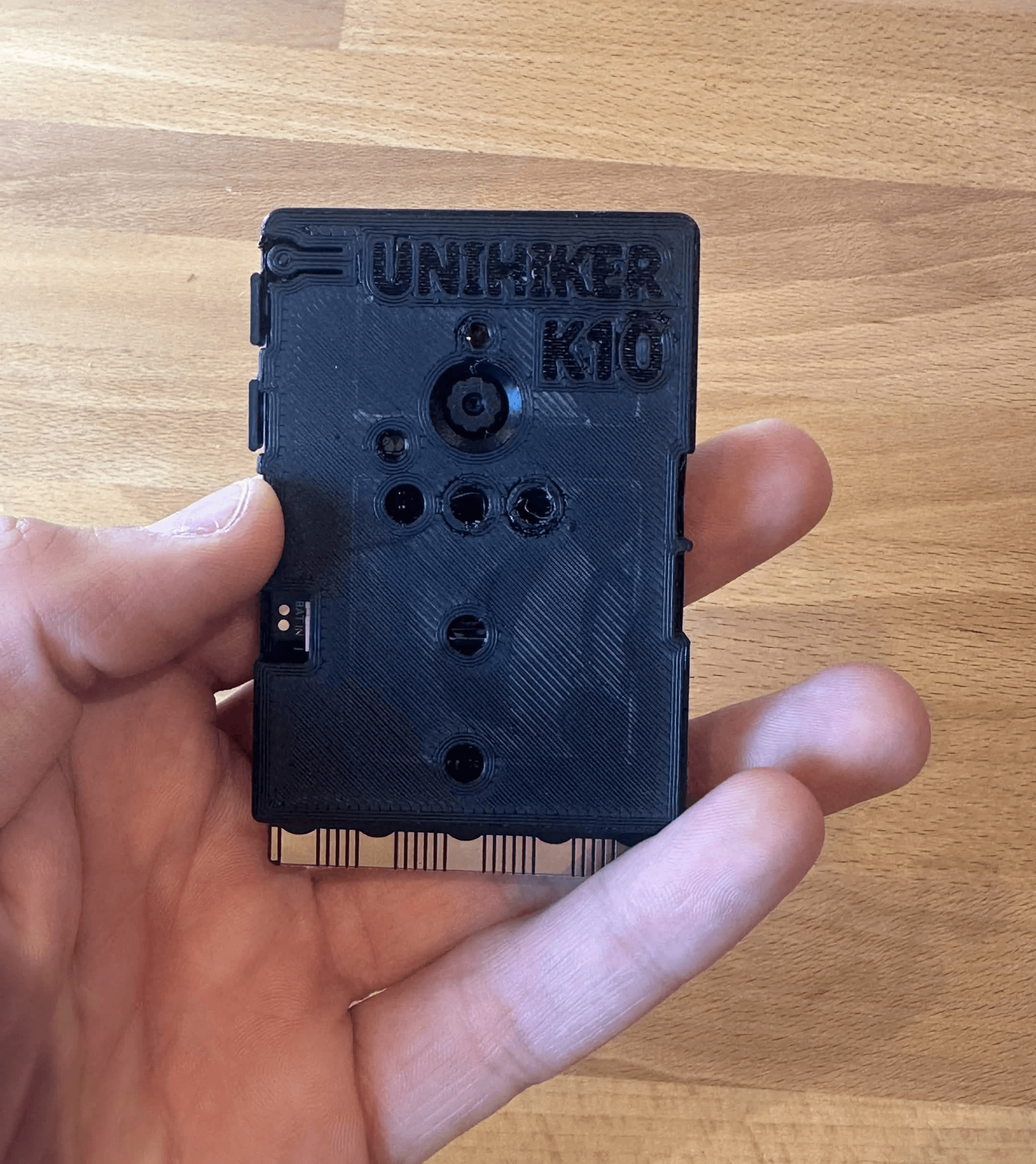 Rear of the UNIHIKER K10 protected by a custom 3D-printed case.