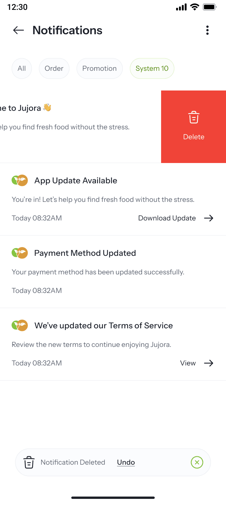 Homepage & Notifications, screen 3