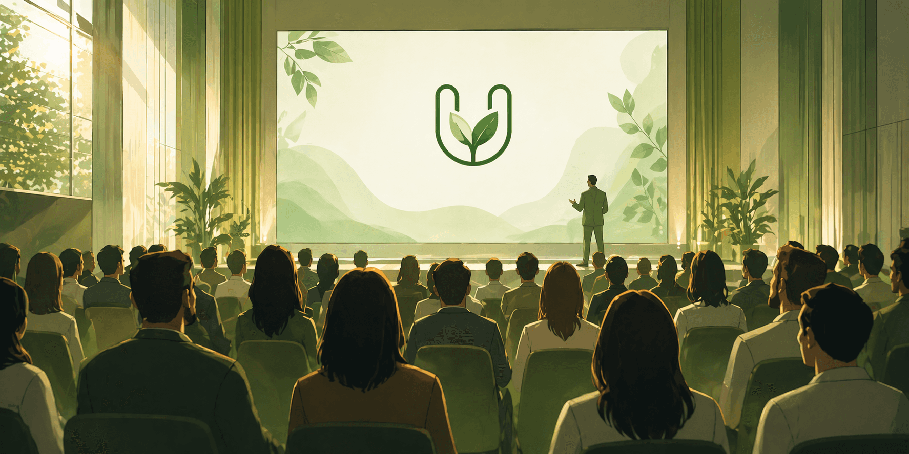 People listening to an even, illustrative