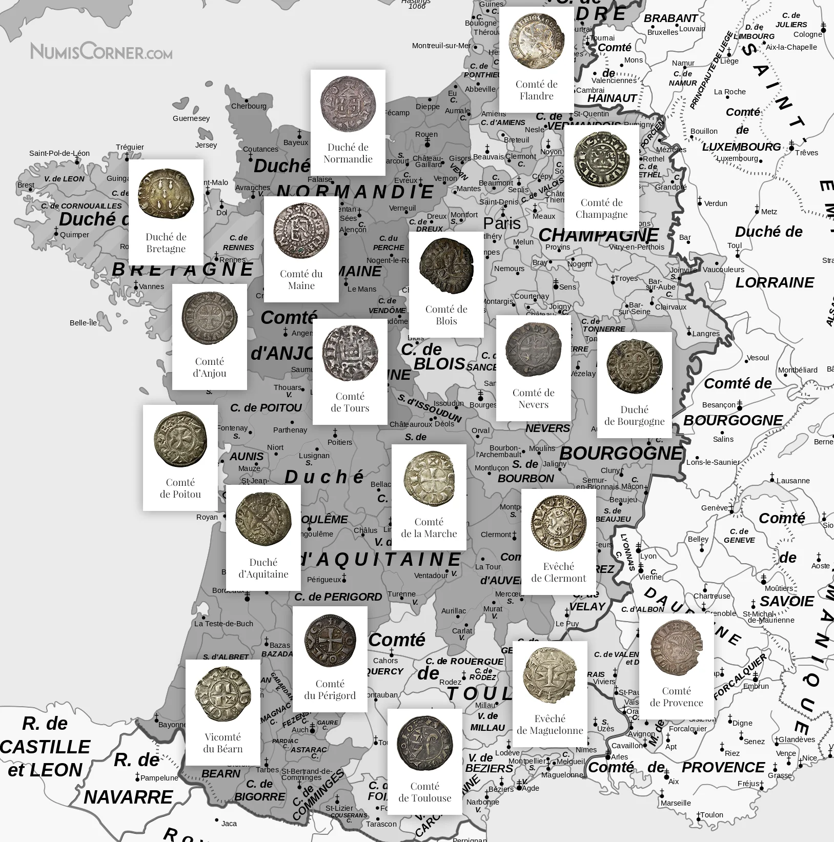 Carte des monnaies féodales