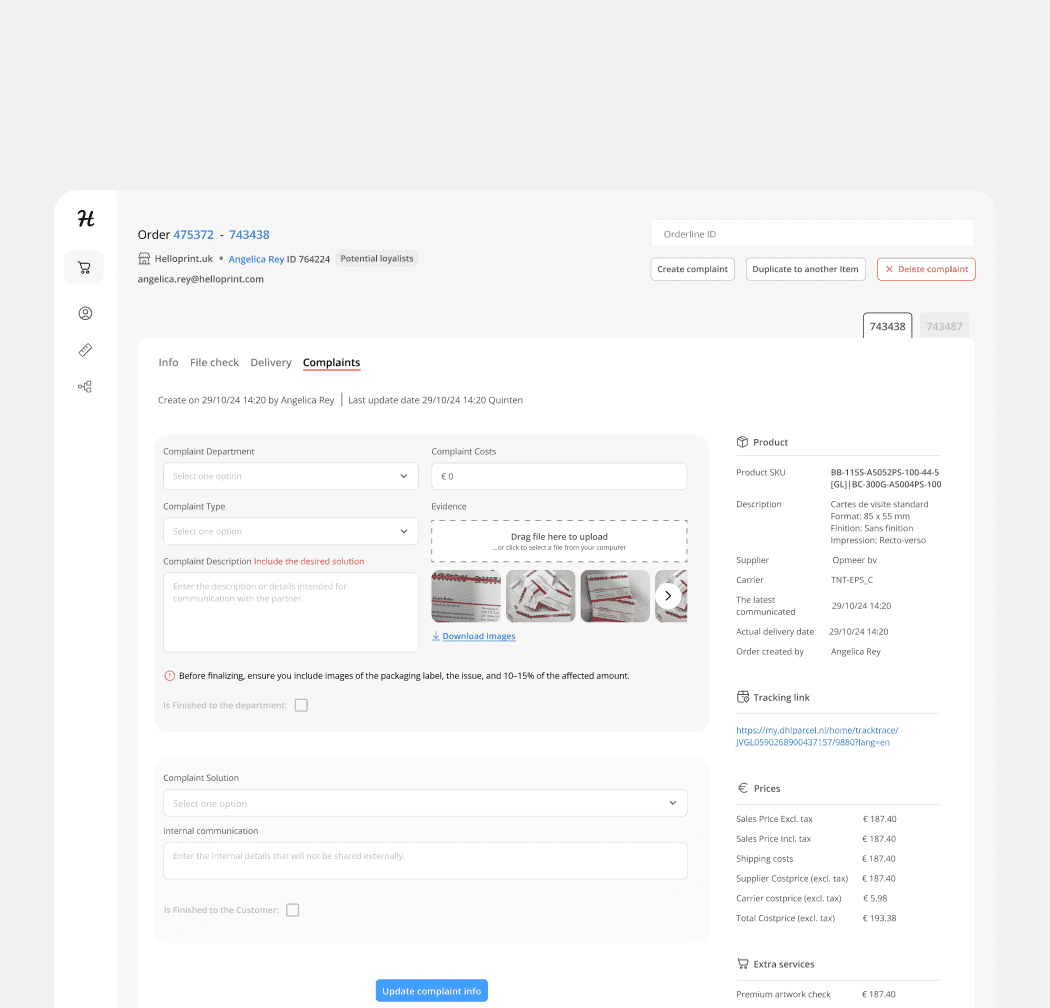 360 Platform: New complaint form