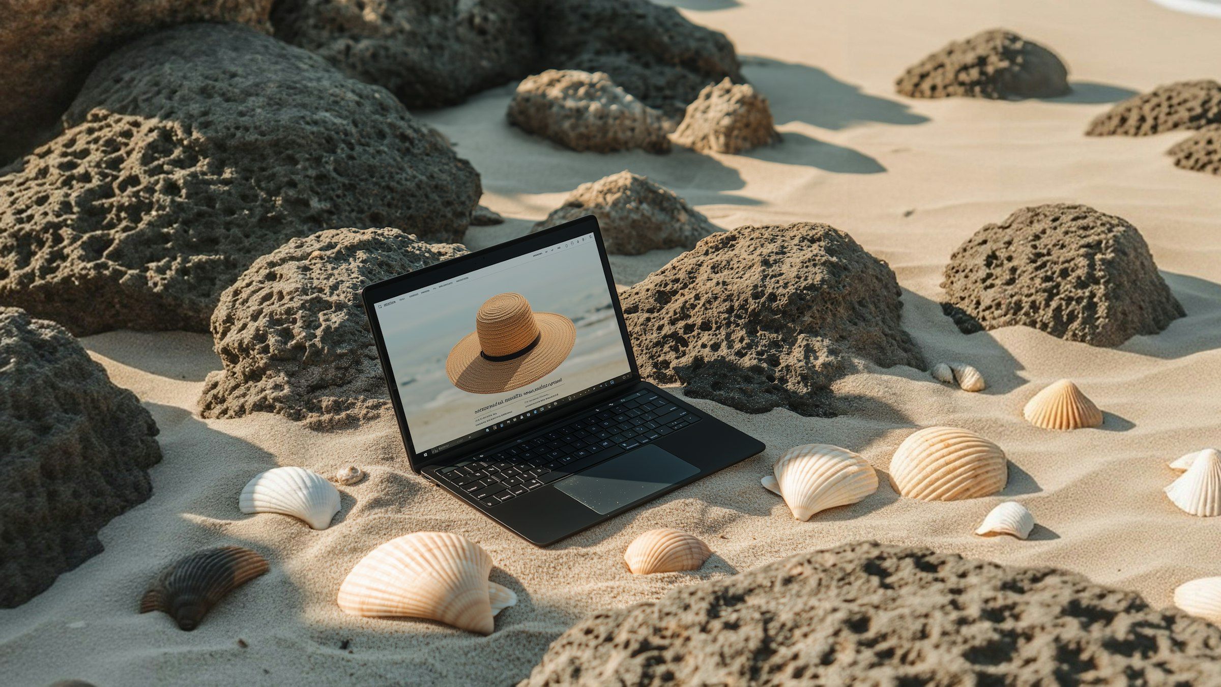 Laptop on Sandy Beach