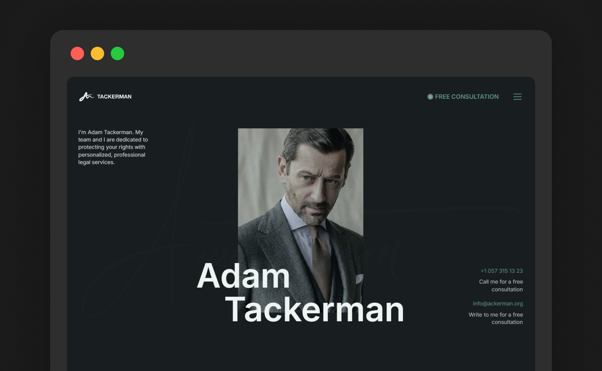 Tacker Framer lawyer website template — law firm template preview