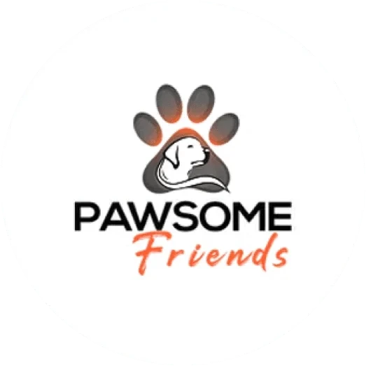 The logo of Pawsome Friends.