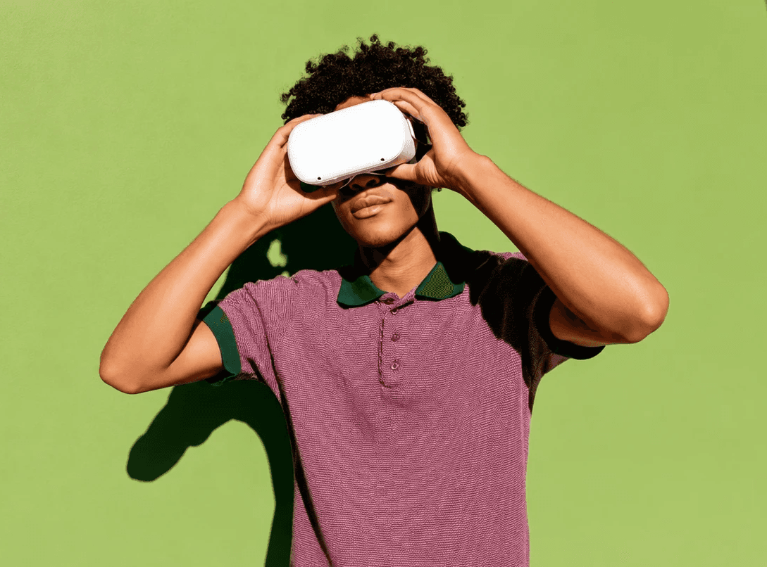 Man wearing VR box