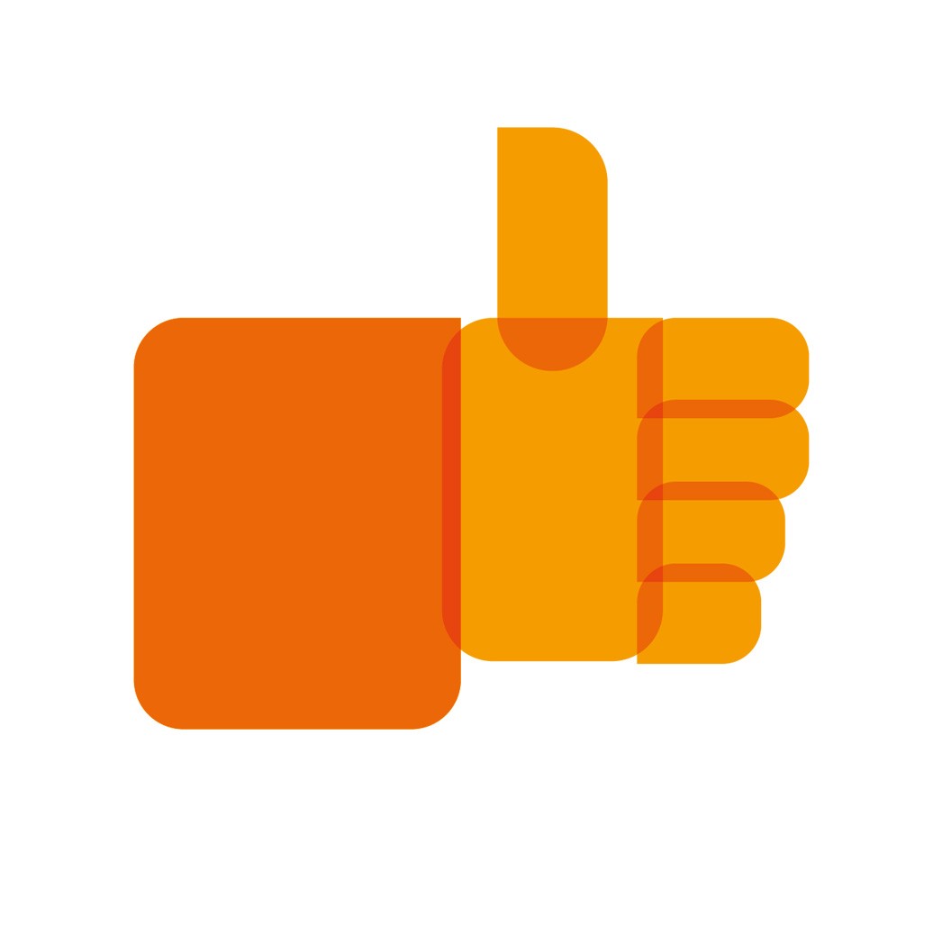 Stylized icon of a "thumbs up"