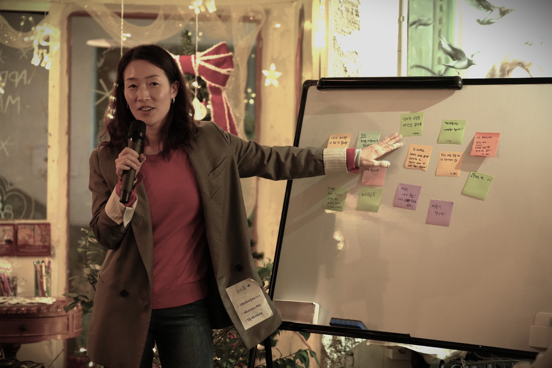 a group of people walking on a sidewalk