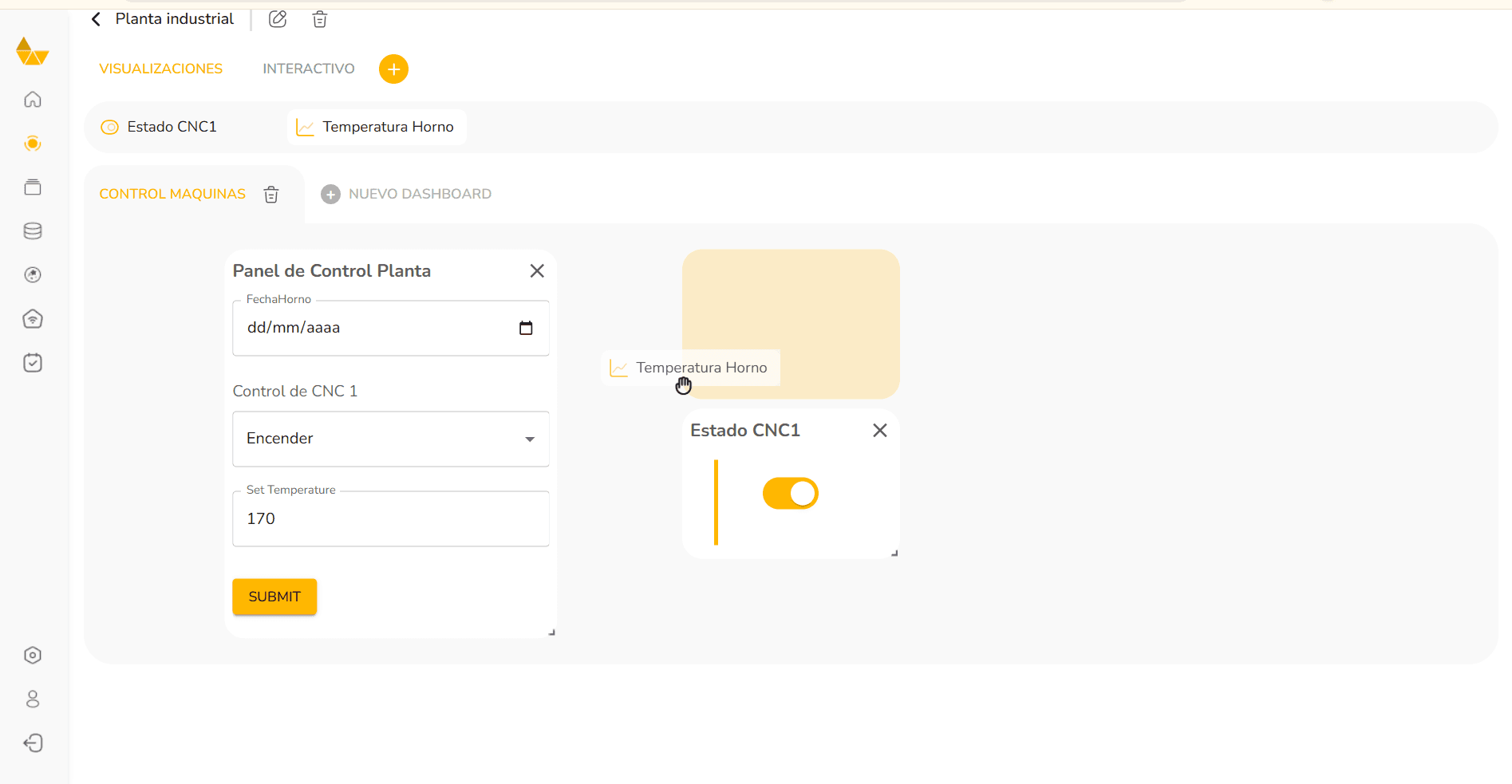Creación sencilla de dashboards con bloques de arrastrar y soltar.