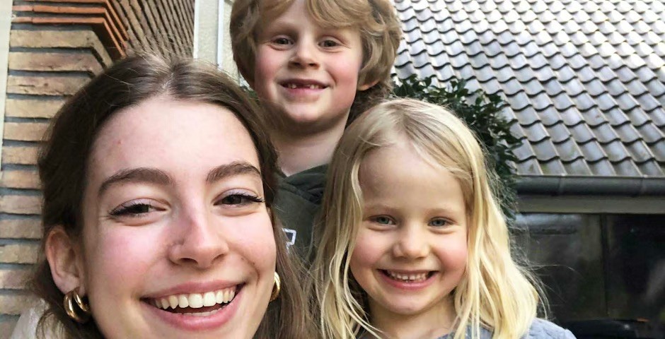 Angel Jasmine with her babysitting kids