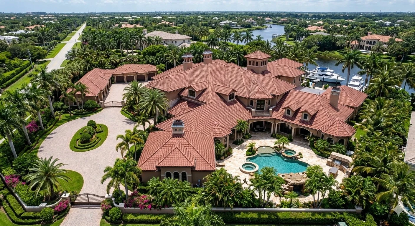 Complex estate home roofing project completed by Roofing Network in South Florida