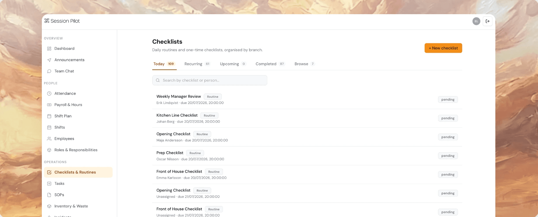 User interface for creating a task