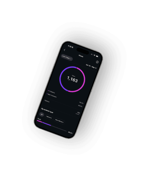 smartphone displaying instagram engagement metrics