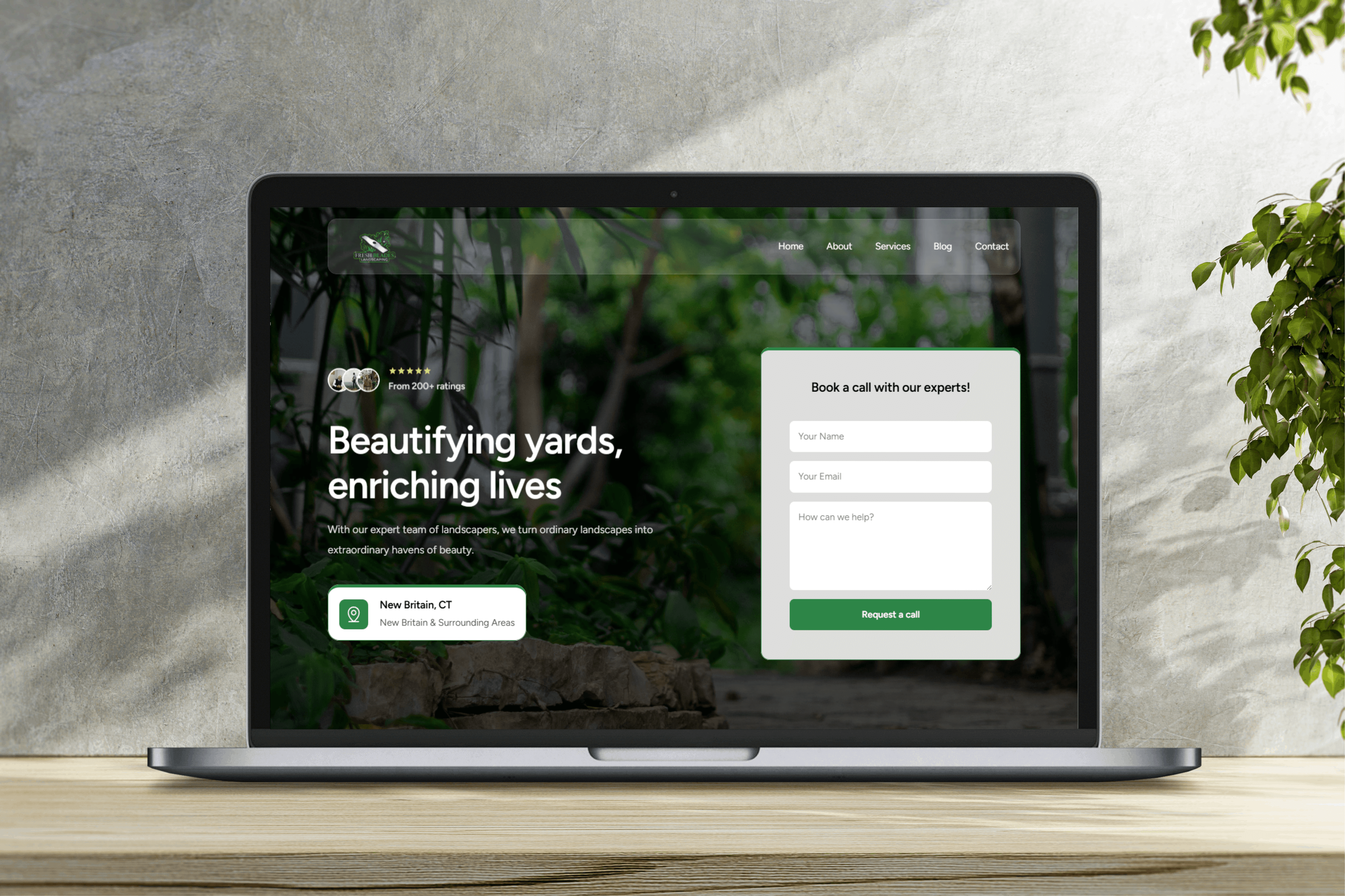 FreshBlades Landscaping Website Laptop Mockup