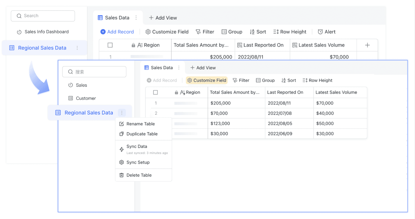 Lark Base’s data syncing capabilities 