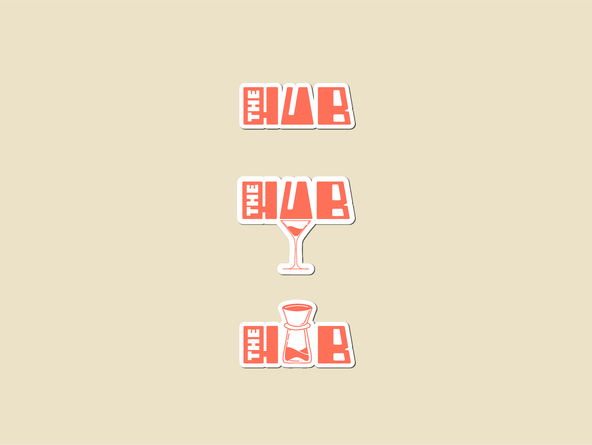 The Hub. Brand design project illustrated stickers.