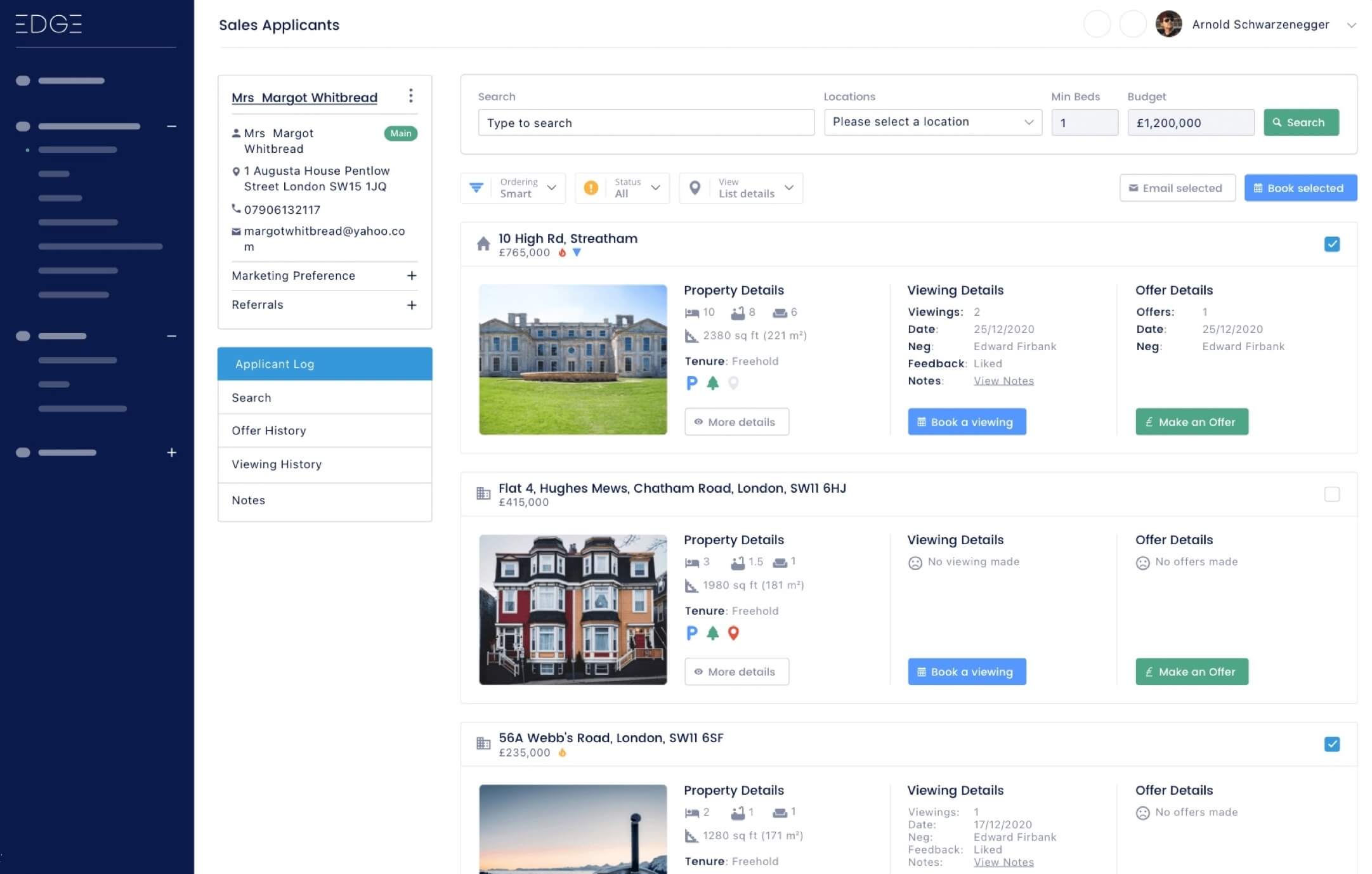 Custom CRM web application for estate agents - EDGE property management system developed by UK web development company, featuring client database, property tracking, and real estate workflow automation