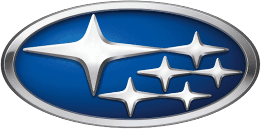 The image displays the Subaru logo, featuring a polished silver oval with six stylized stars against a blue background, symbolizing the Pleiades star cluster.