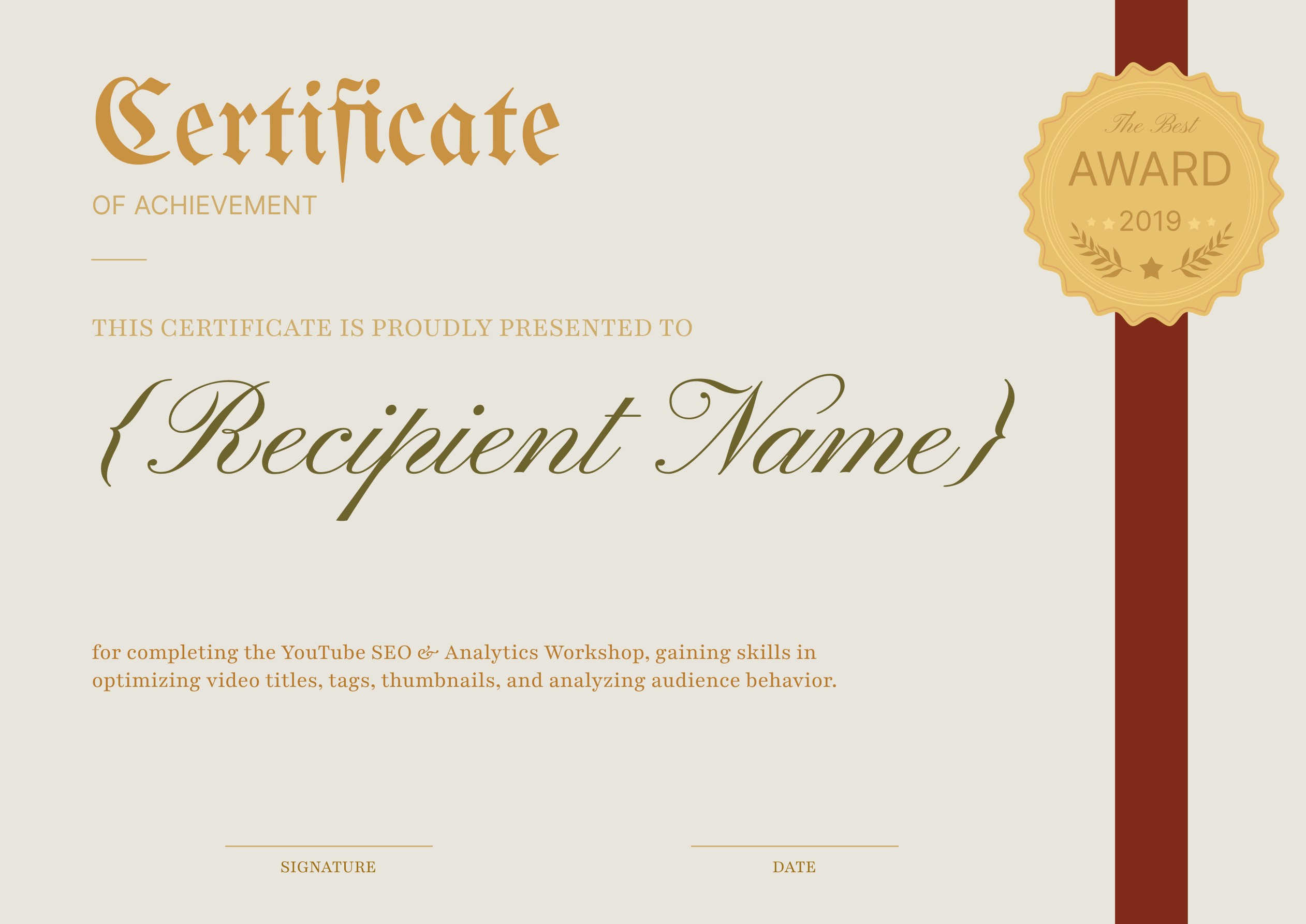 Wauld - Corporate and professional certificate of achievement template