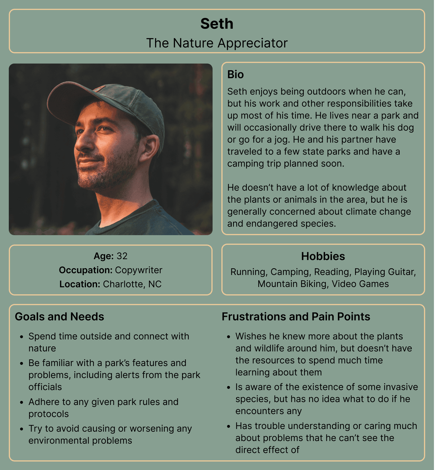 persona: seth, the nature appreciator