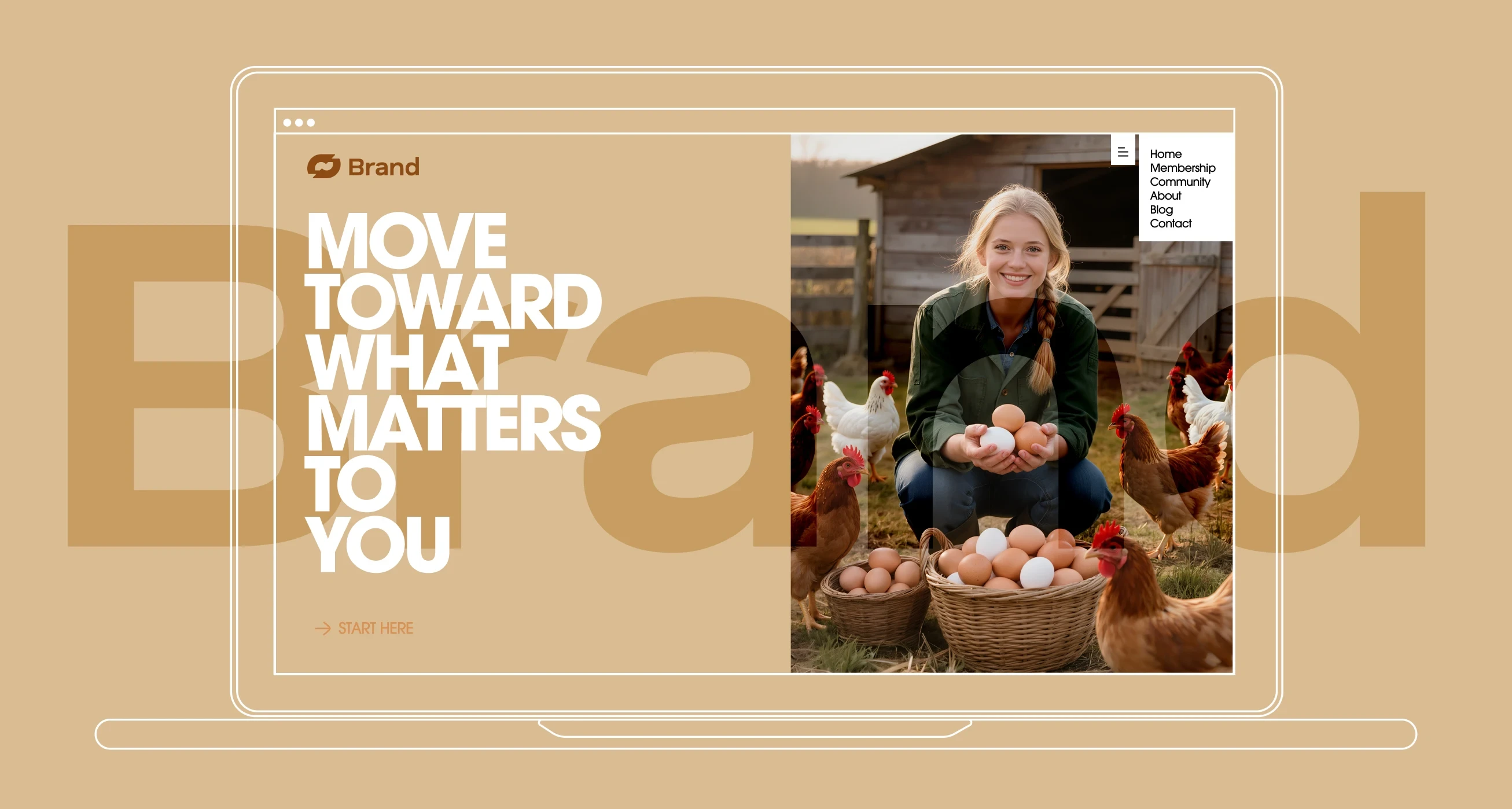 Woman collecting eggs in a basket, surrounded by chickens.