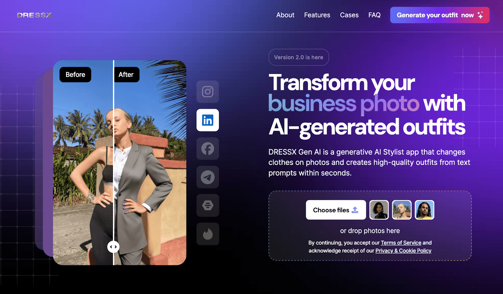 DRESSX.ME: transform your business photo with AI-generated outfits