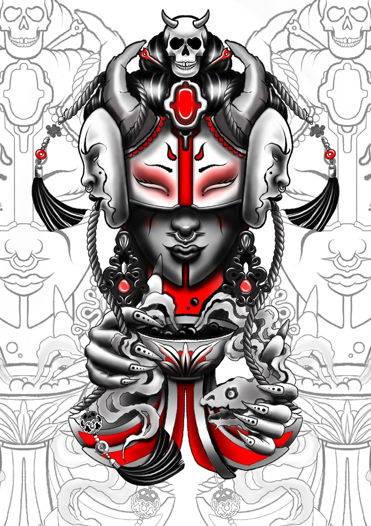 Una mesa de comedor moderna con una elegante base metálica y sillas de madera curvadas.