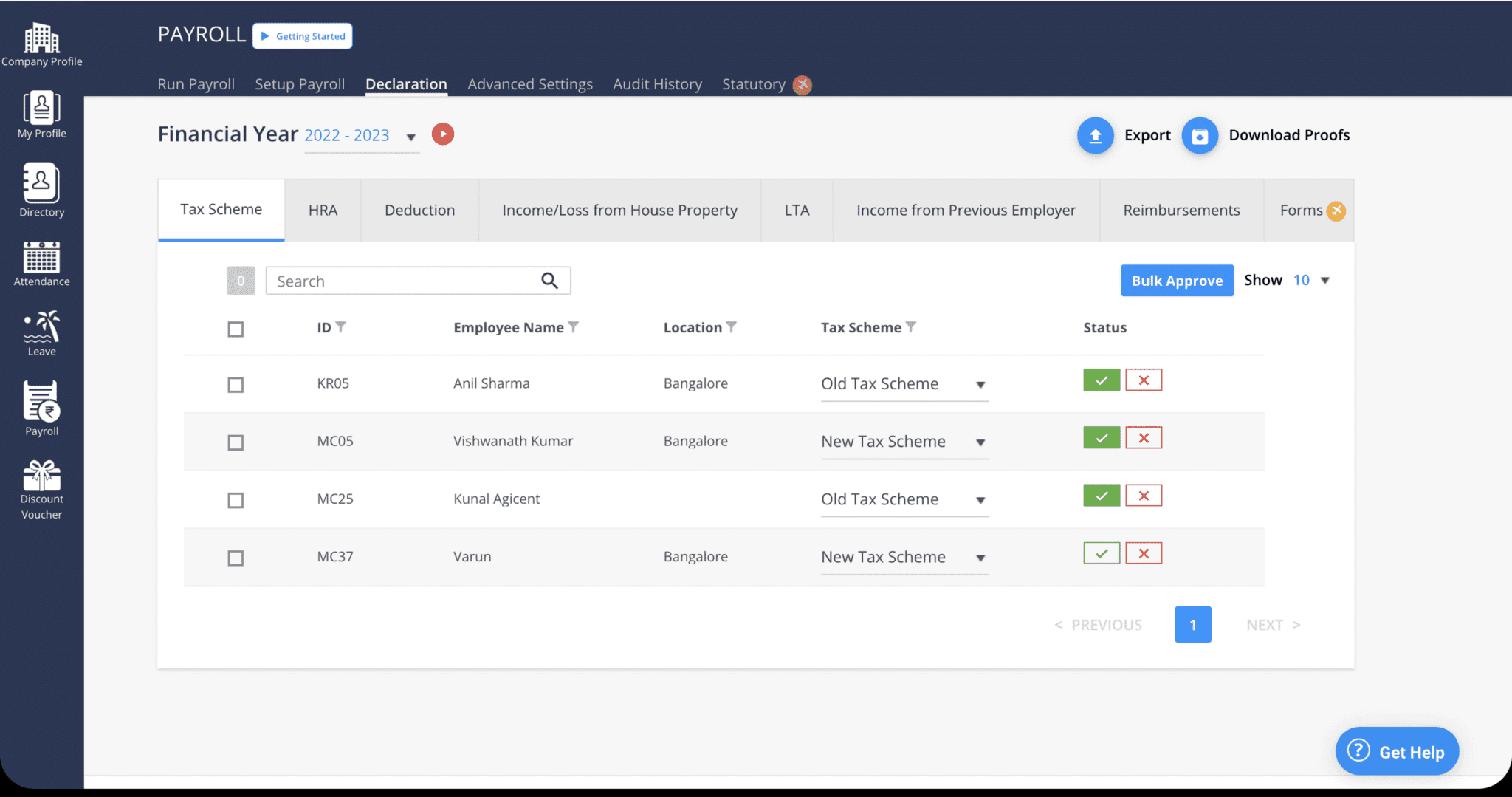 kredily hrms dashboard