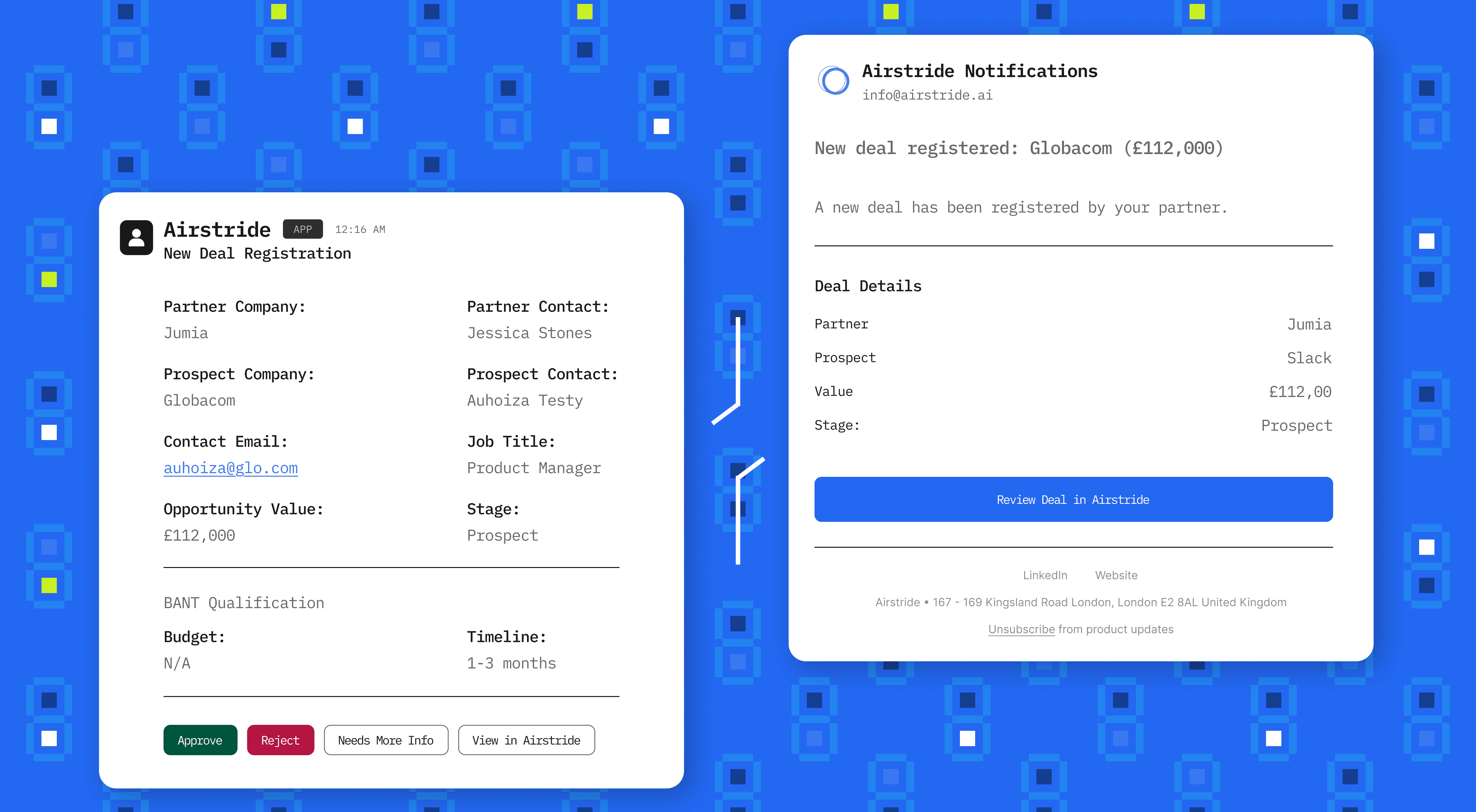 Airstride Email Notififcation configuration.