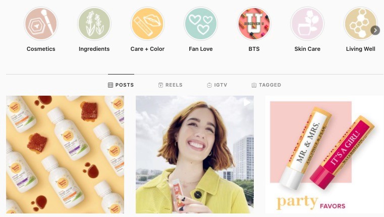 Burt's Bees Instagram feed