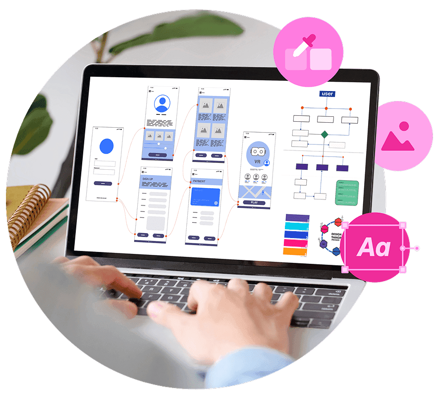 A person creates a protoype on a laptop