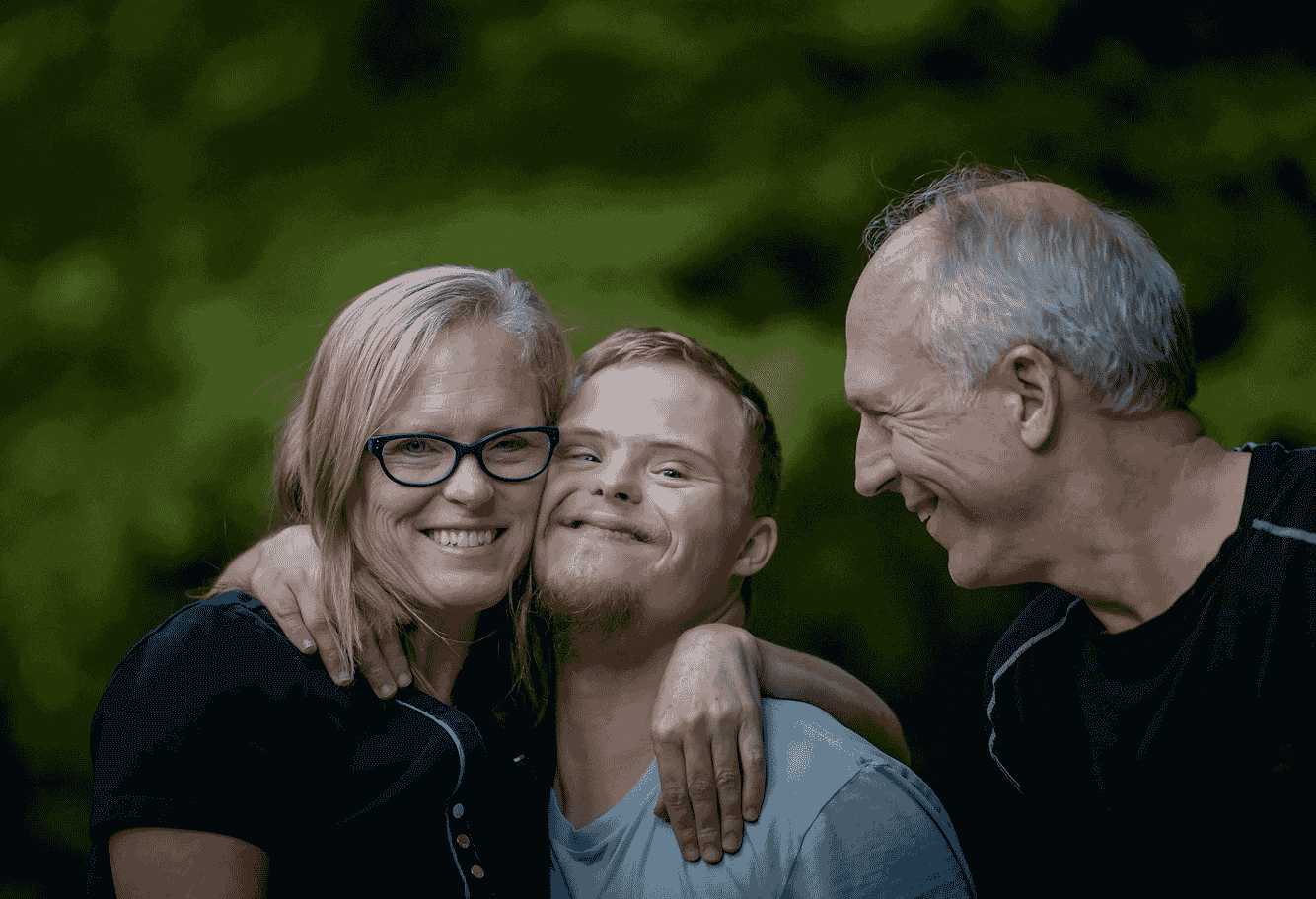 mother, son and father