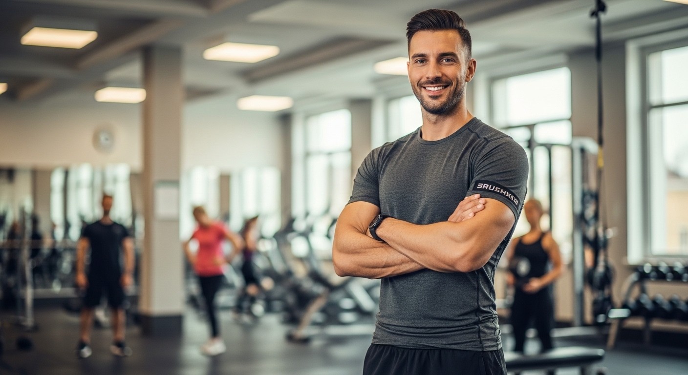 Personal trainer standing in a gym, introducing the FORTIS coaching program.