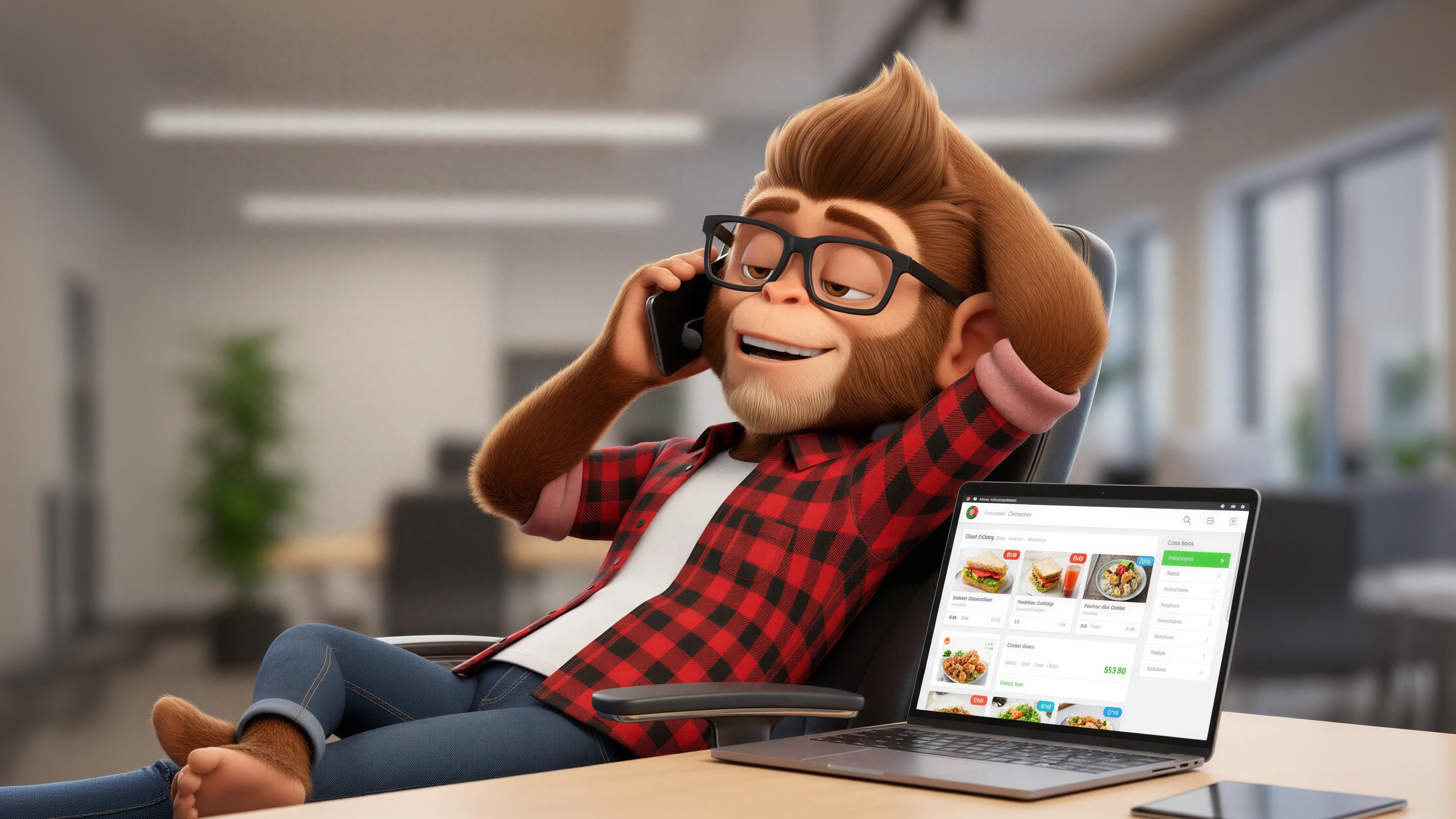 Monkey talking on the phone