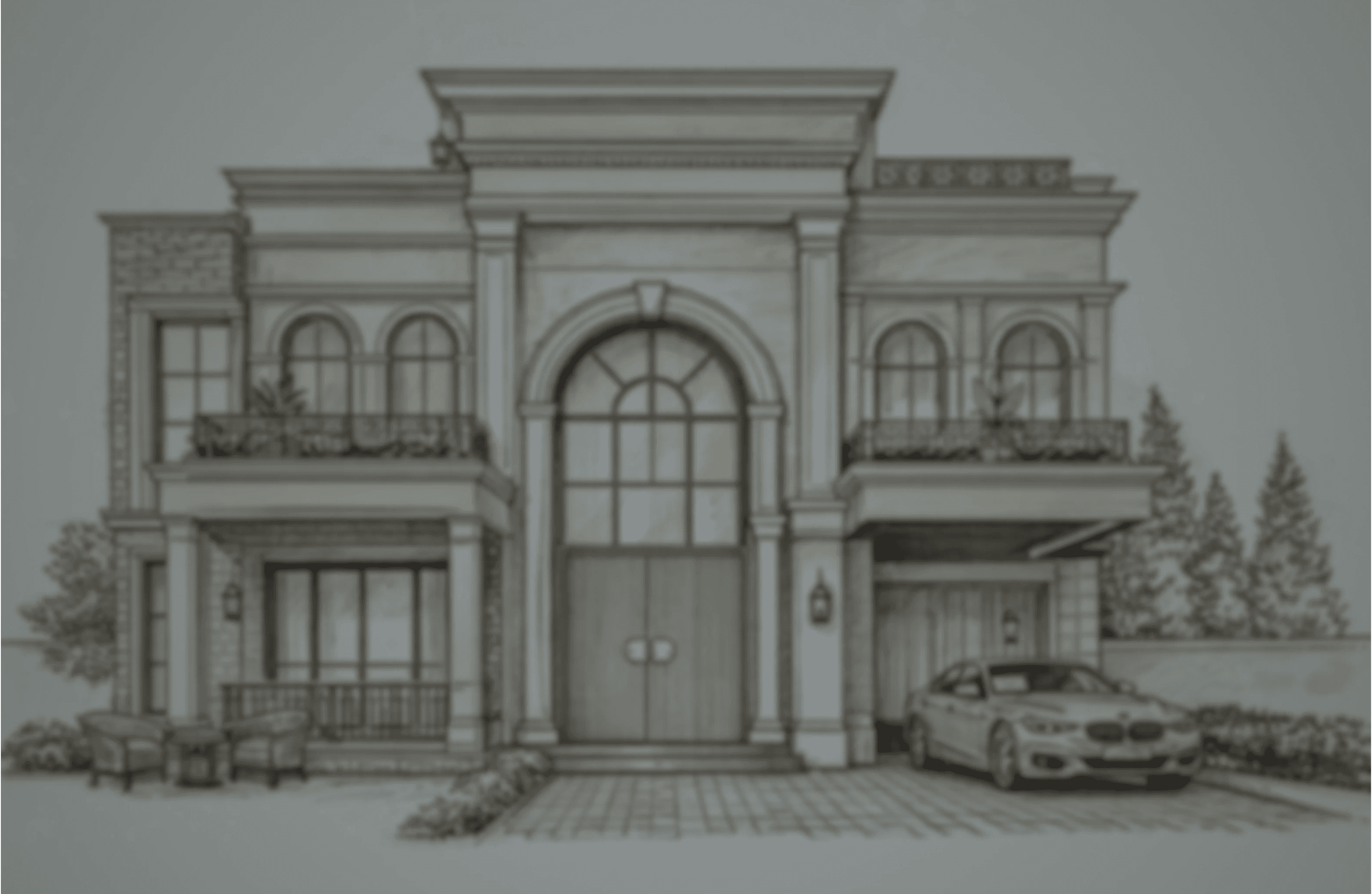 Architecture worker focosing on sketching a building.