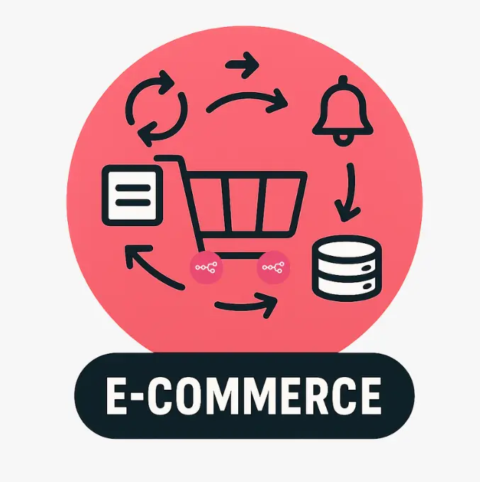 Icône automatisation e-commerce commandes stocks notifications n8n