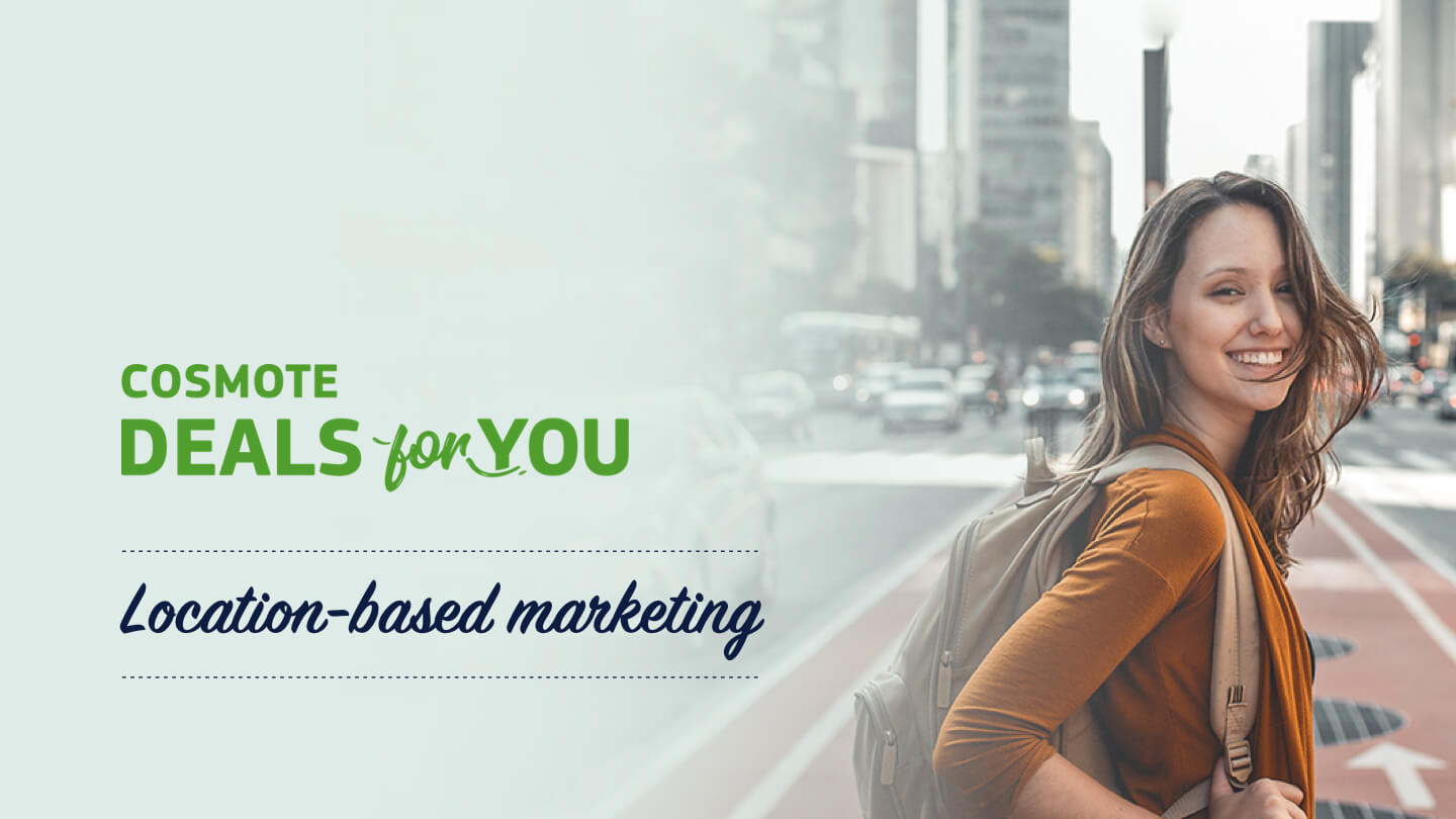 COSMOTE Deals For You platform showing location-based mobile marketing campaigns