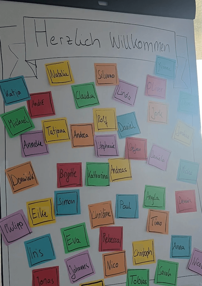 Post Its des gesamten Teams bei einm Workshop in Hamburg