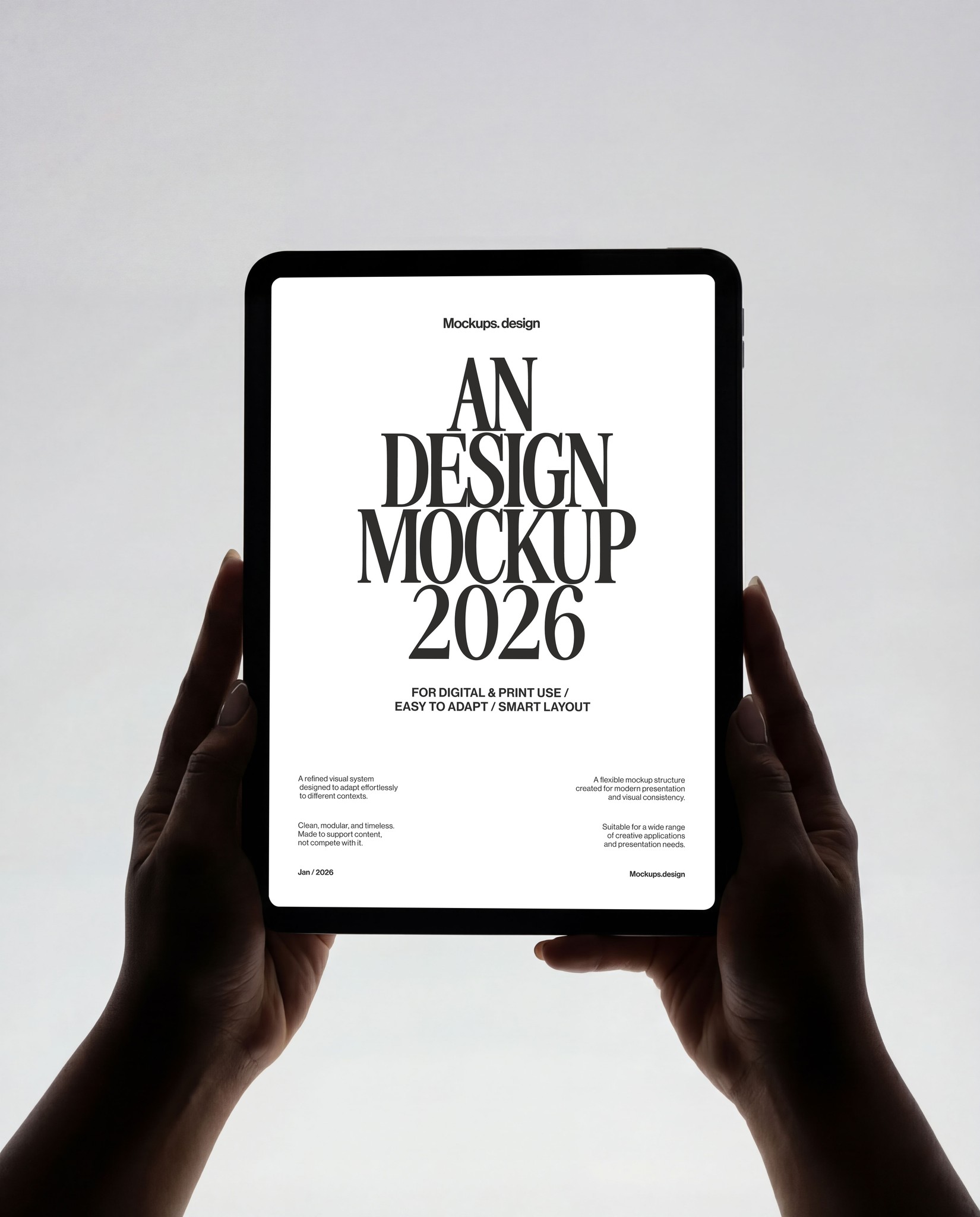 iPad mockup with minimal clean background, professional scene