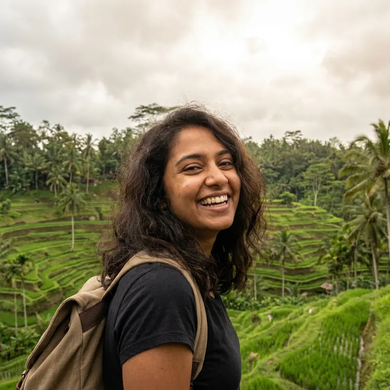 Priya at the rice terraces in Bali