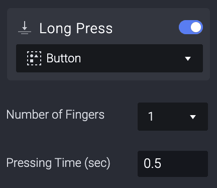 Select the "plus" button layer, and add a Long Press trigger.