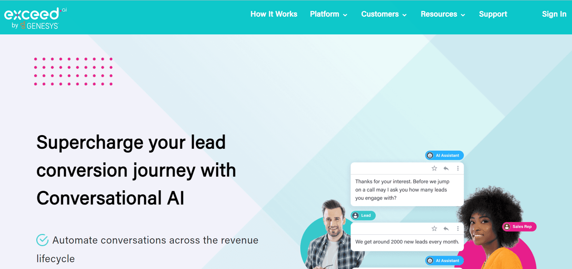 Exceed.ai Home page