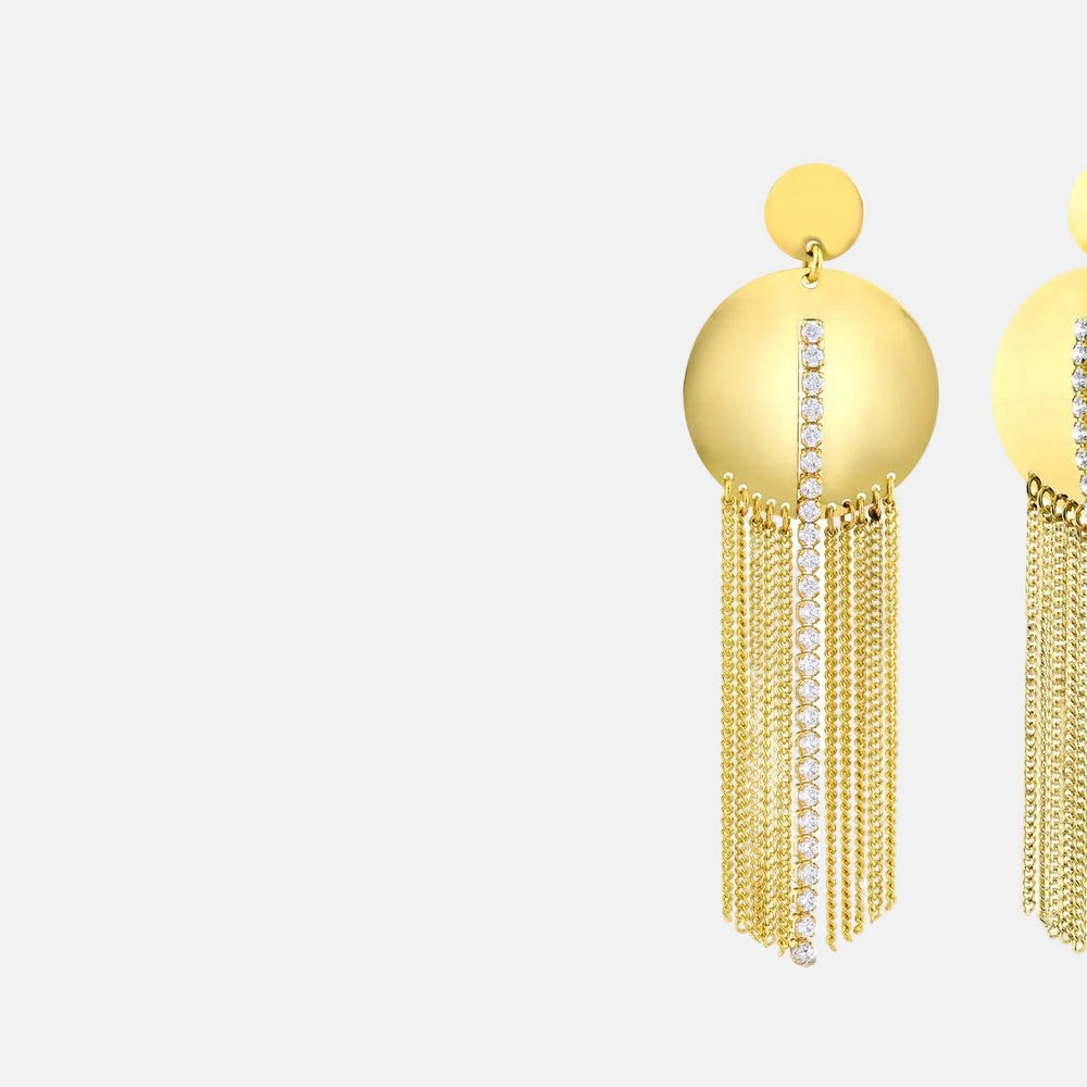 Assos Pırlanta 14 Ayar Altın Sallantılı Küpe Modern Tasarım