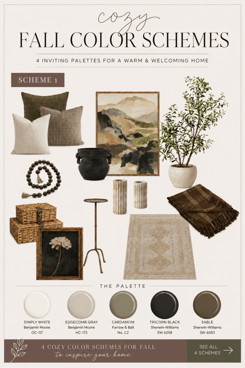 Cozy Fall Home Decor in Cream, Brown and Olive Green