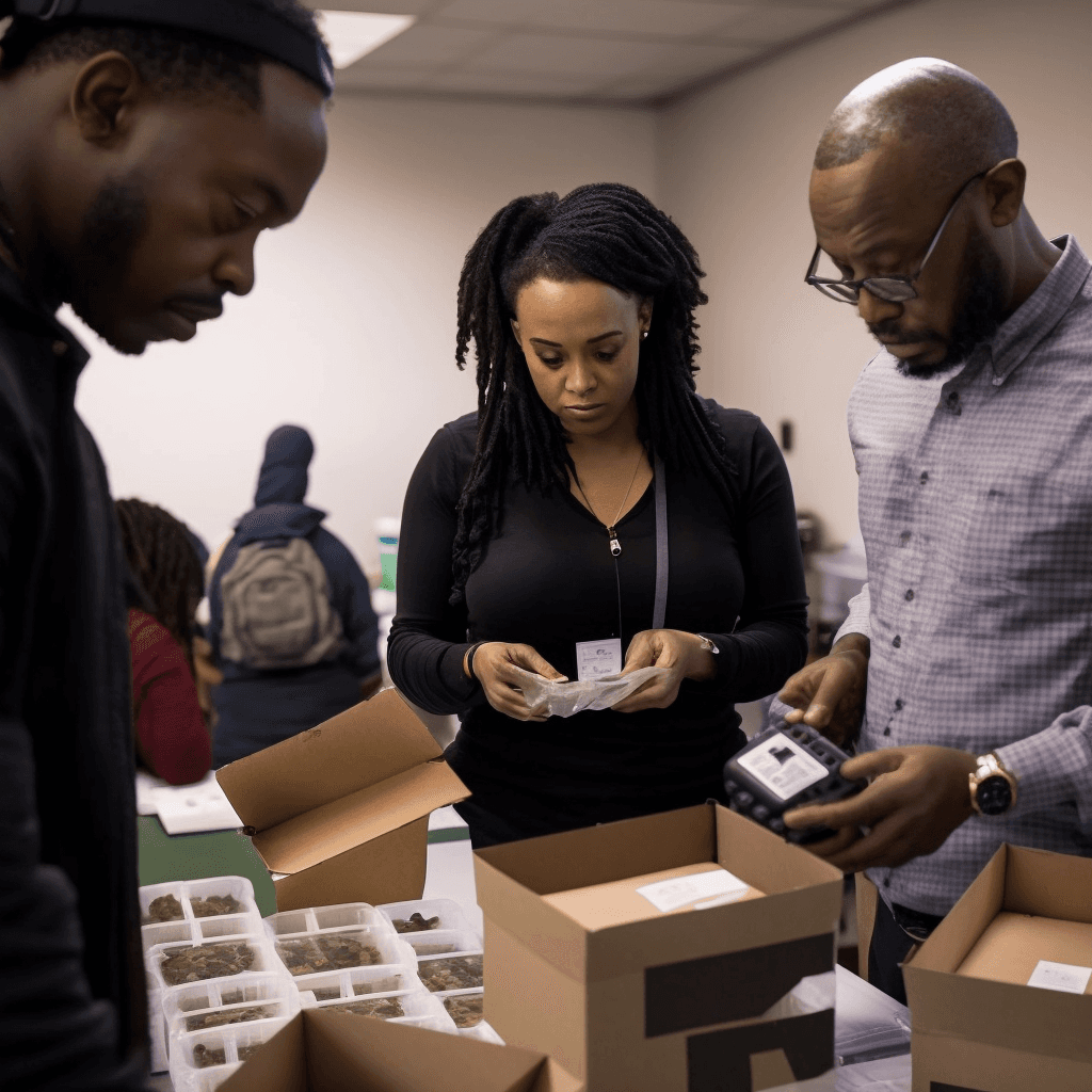 volunteers packing supplies