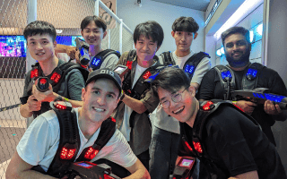 The Expando® Team playing lazer tag