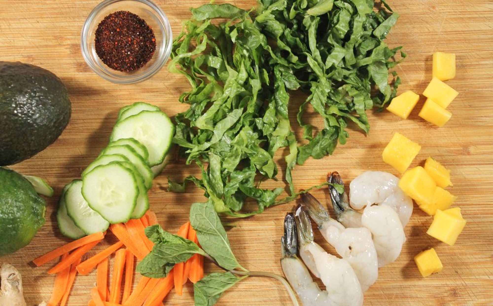 ingredients for shrimp mango salad