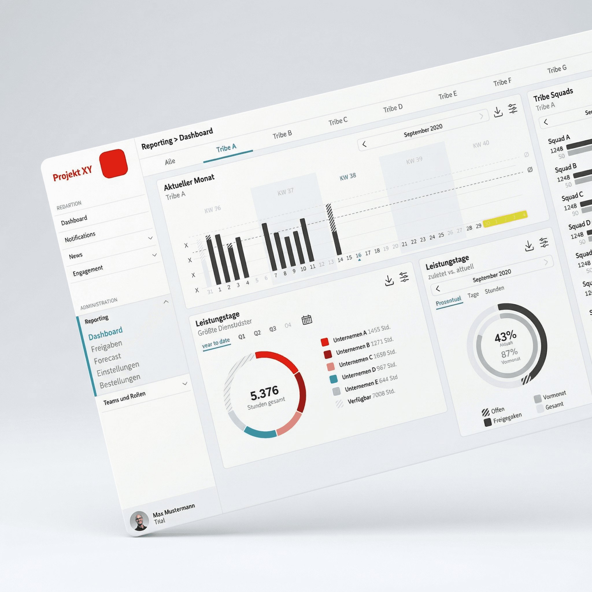 Zeiterfassungs-Webapp Dashboard – Interne App-Entwicklung für E.ON SE